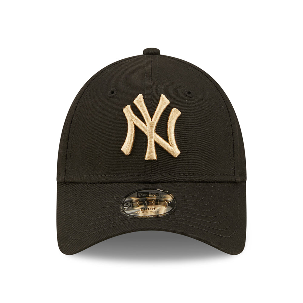 New Era Kids 9FORTY New York Yankees Baseball Cap - MLB League Essential - Black-Oatmeal