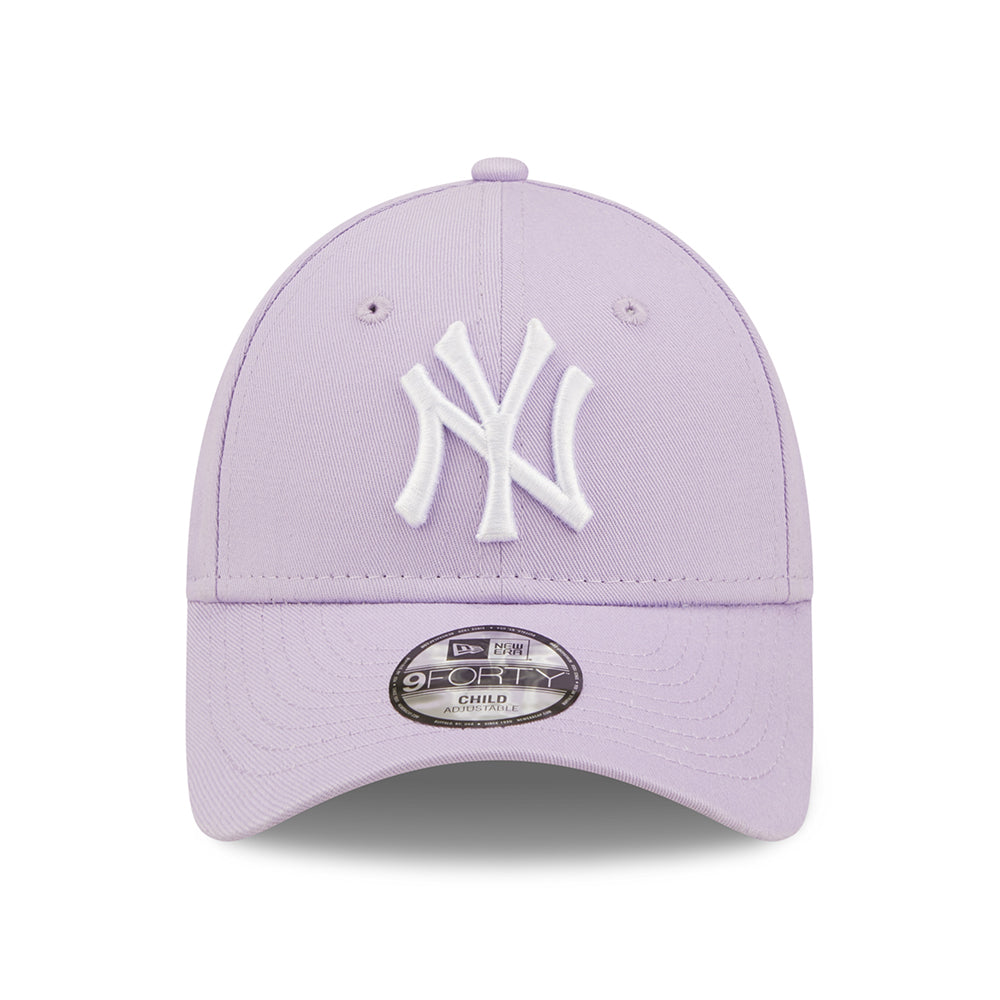 New Era Kids 9FORTY New York Yankees Baseball Cap - MLB League Essential - Lilac-White