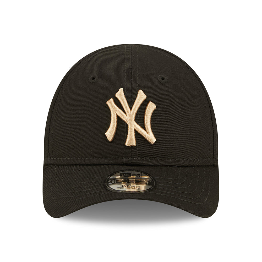 New Era Baby 9FORTY New York Yankees Baseball Cap - MLB League Essential - Black-Oatmeal