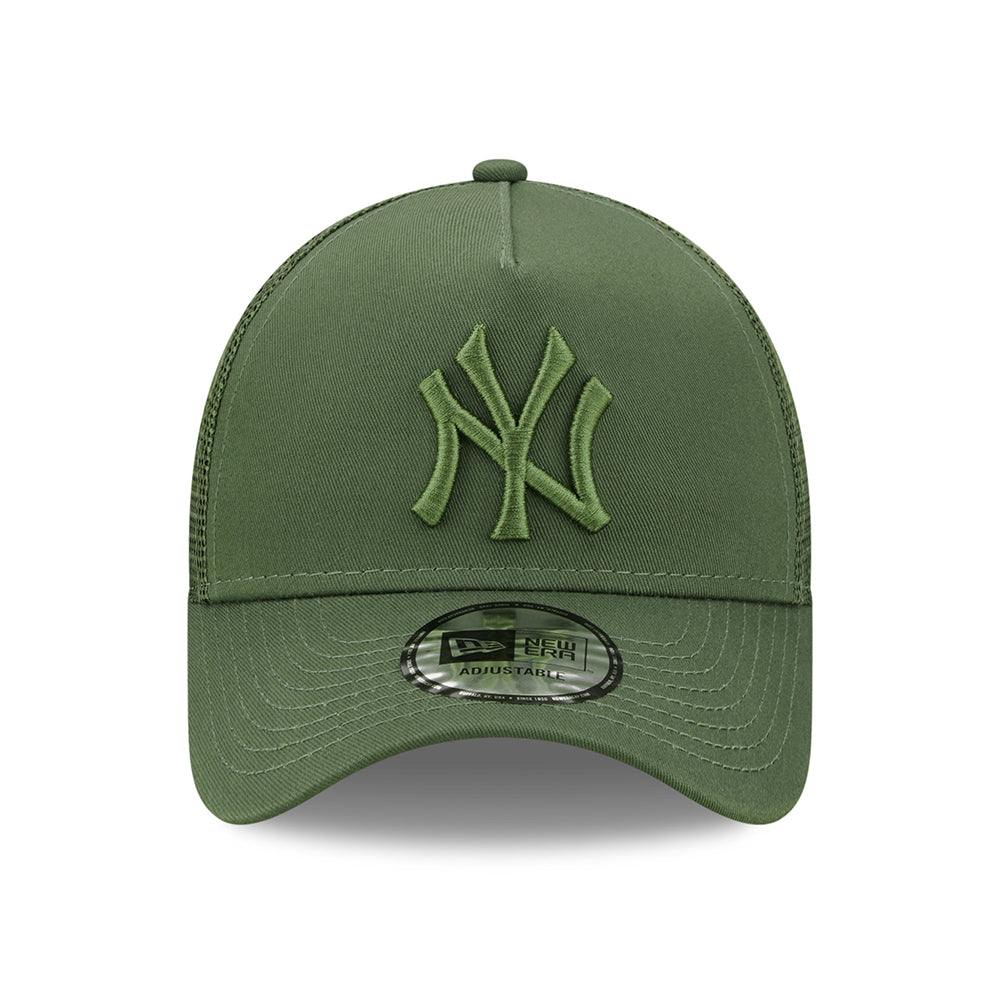 New Era Kids New York Yankees A-Frame Trucker Cap - MLB Tonal Mesh - Olive