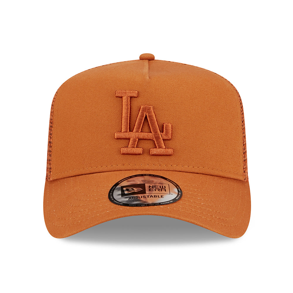 New Era Kids L.A. Dodgers A-Frame Trucker Cap - MLB Tonal Mesh - Burnt Orange