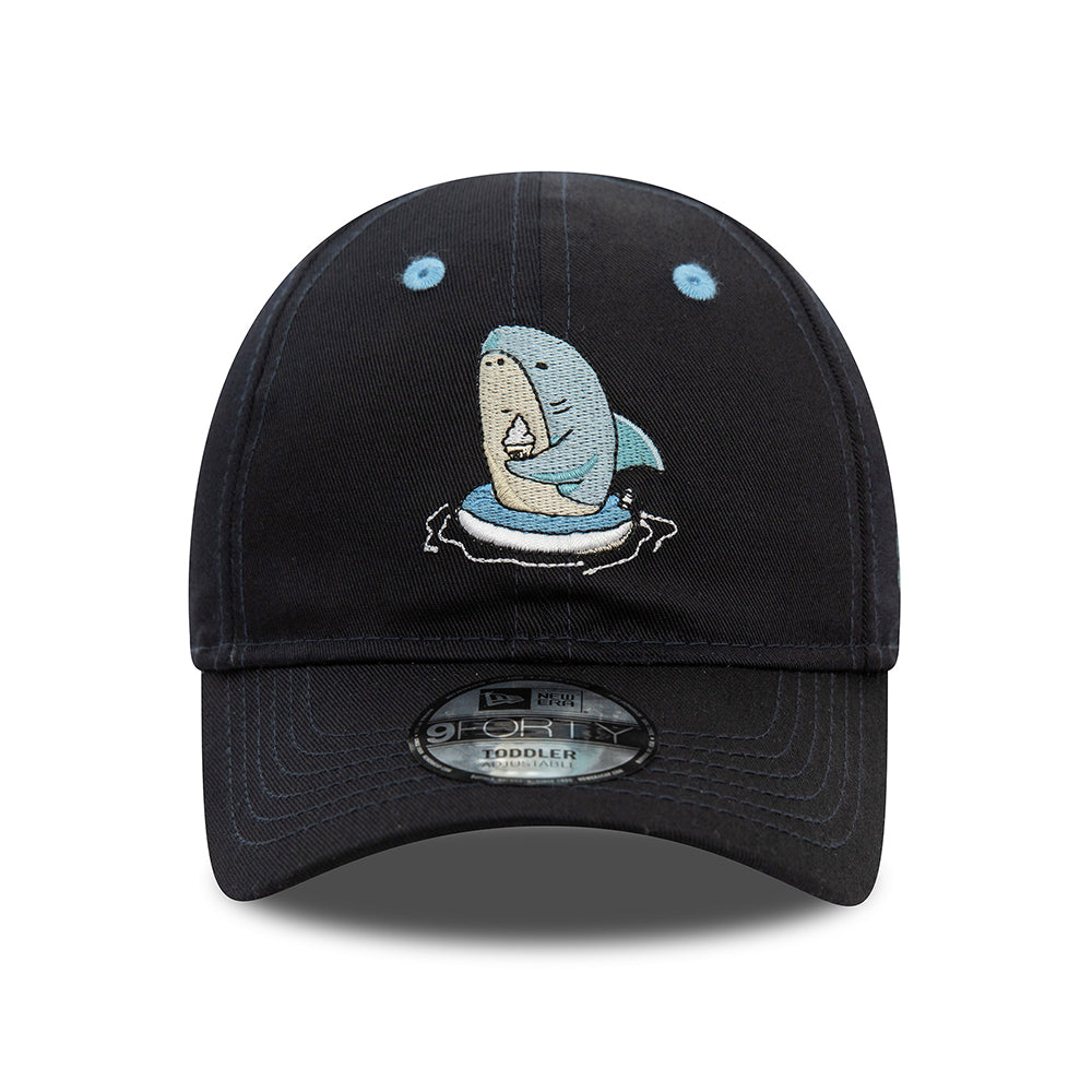 New Era Kids 9FORTY Shark Baseball Cap - NE Character - Navy-Sky Blue