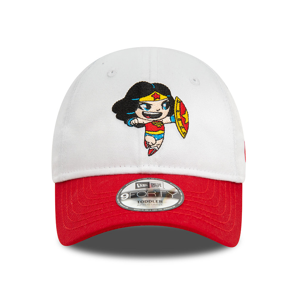 New Era Kids 9FORTY Wonder Woman Baseball Cap - DC Comics Hero - White-Scarlet