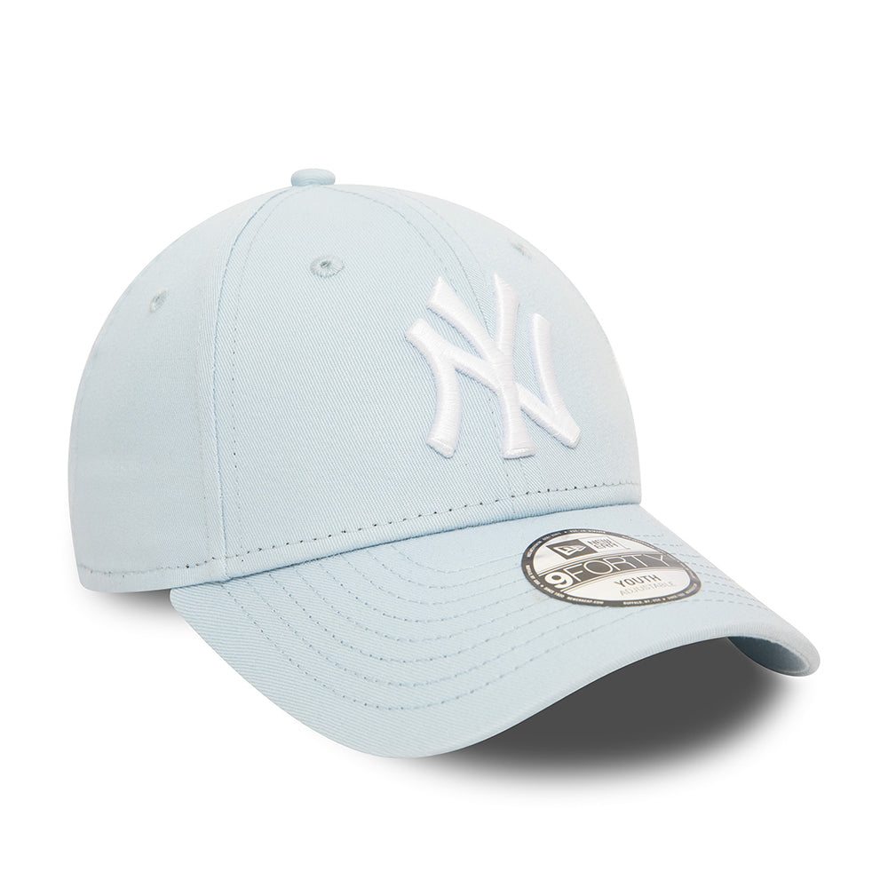 New Era Kids 9FORTY New York Yankees Baseball Cap - MLB League Essential - Baby Blue-White