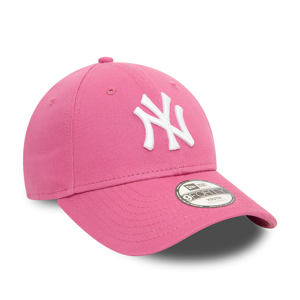 New Era Kids 9FORTY New York Yankees Baseball Cap - MLB League Essential - Mauve-White