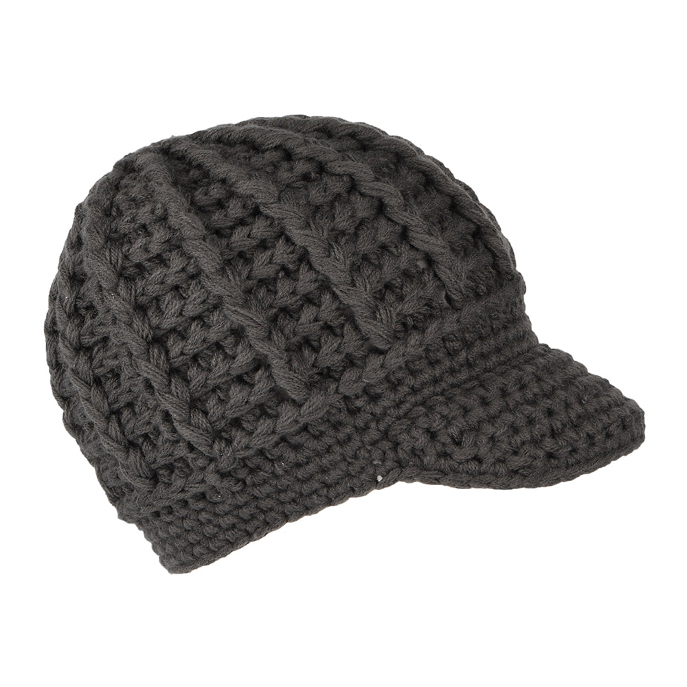 Scala Hats Letizia Crochet Peaked Beanie Hat - Grey