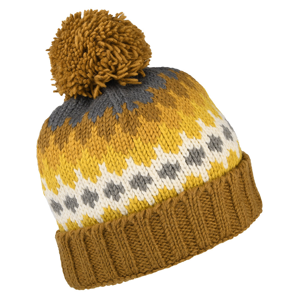 Kusan Turn Up Bobble Hat - Mustard