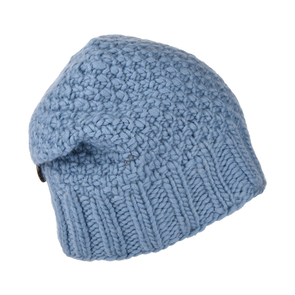 Kusan Button Down Beanie Hat - Sky Blue