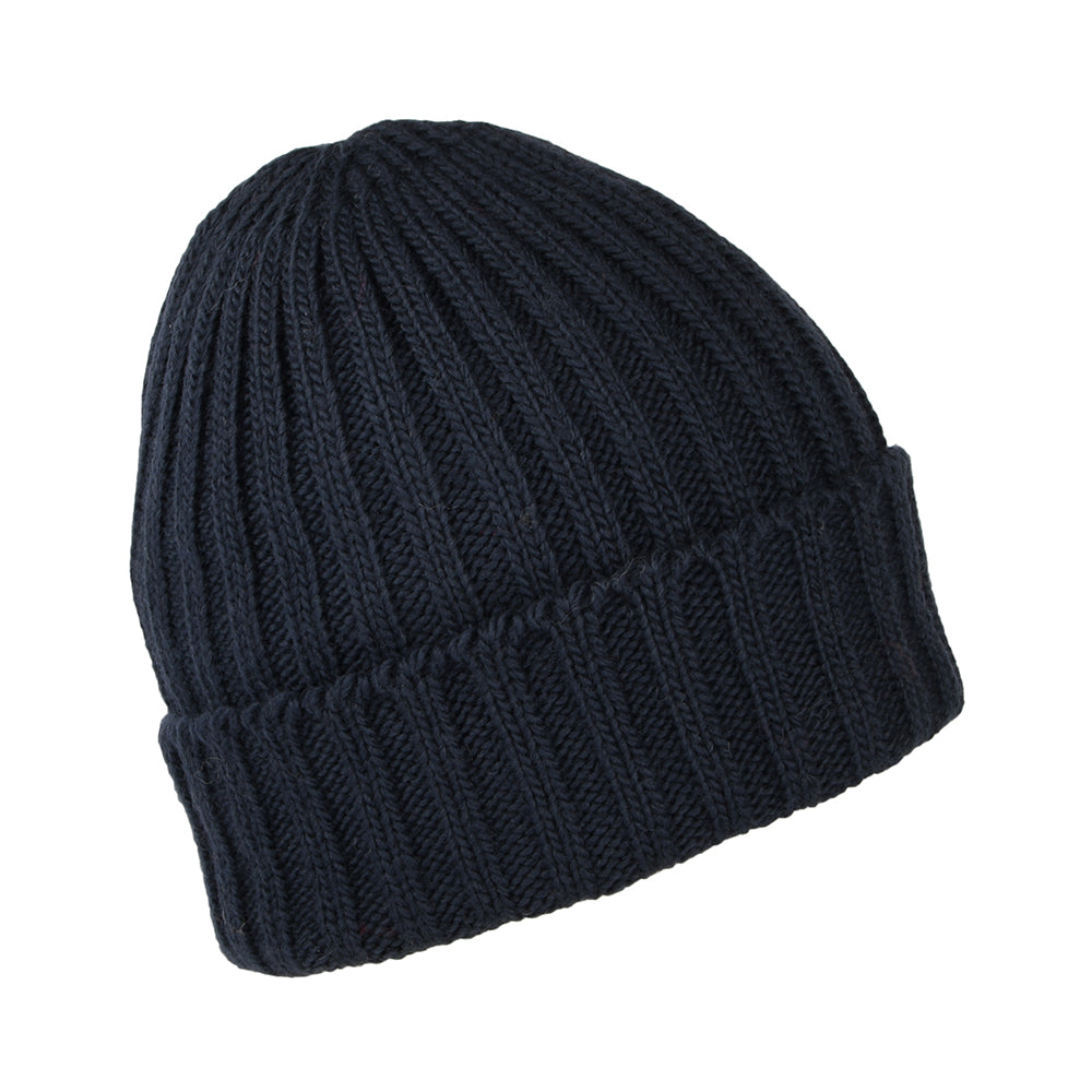 Kusan Ribbed Turn Up Beanie Hat - Navy Blue