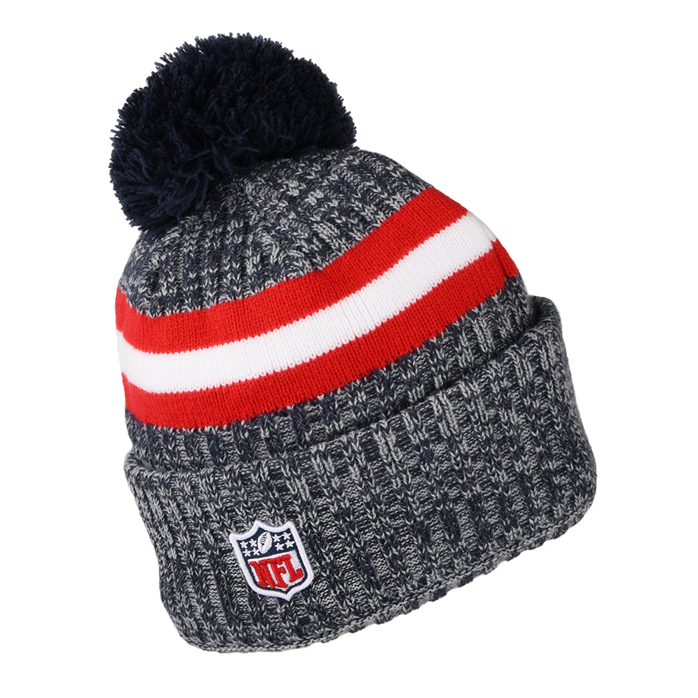 New Era New England Patriots Bobble Hat - NFL Sideline Sport Knit - Blue-Red