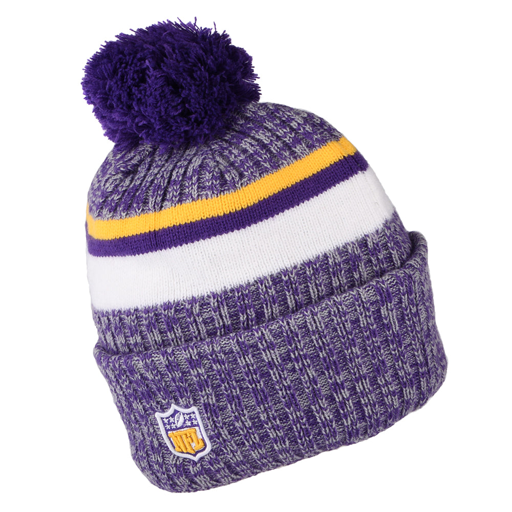 New Era Minnesota Vikings Bobble Hat - NFL Sideline Sport Knit - Purple-Yellow