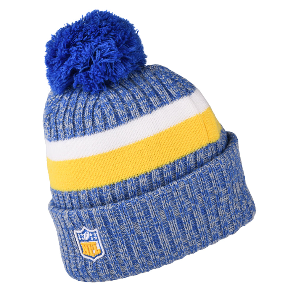 New Era Los Angeles Rams Bobble Hat - NFL Sideline Sport Knit - Royal Blue-Gold