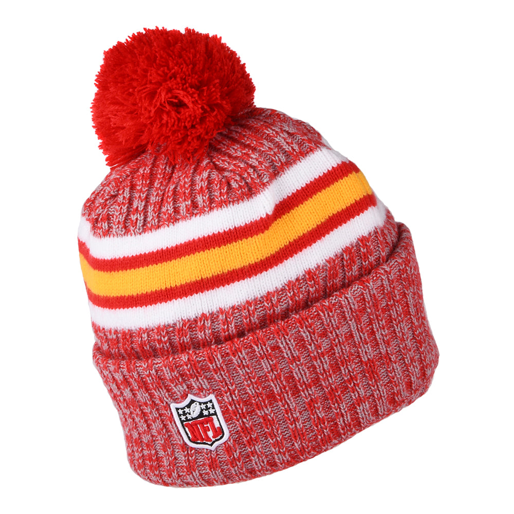 New Era Kansas City Chiefs Bobble Hat - NFL Sideline Sport Knit - Red-Gold