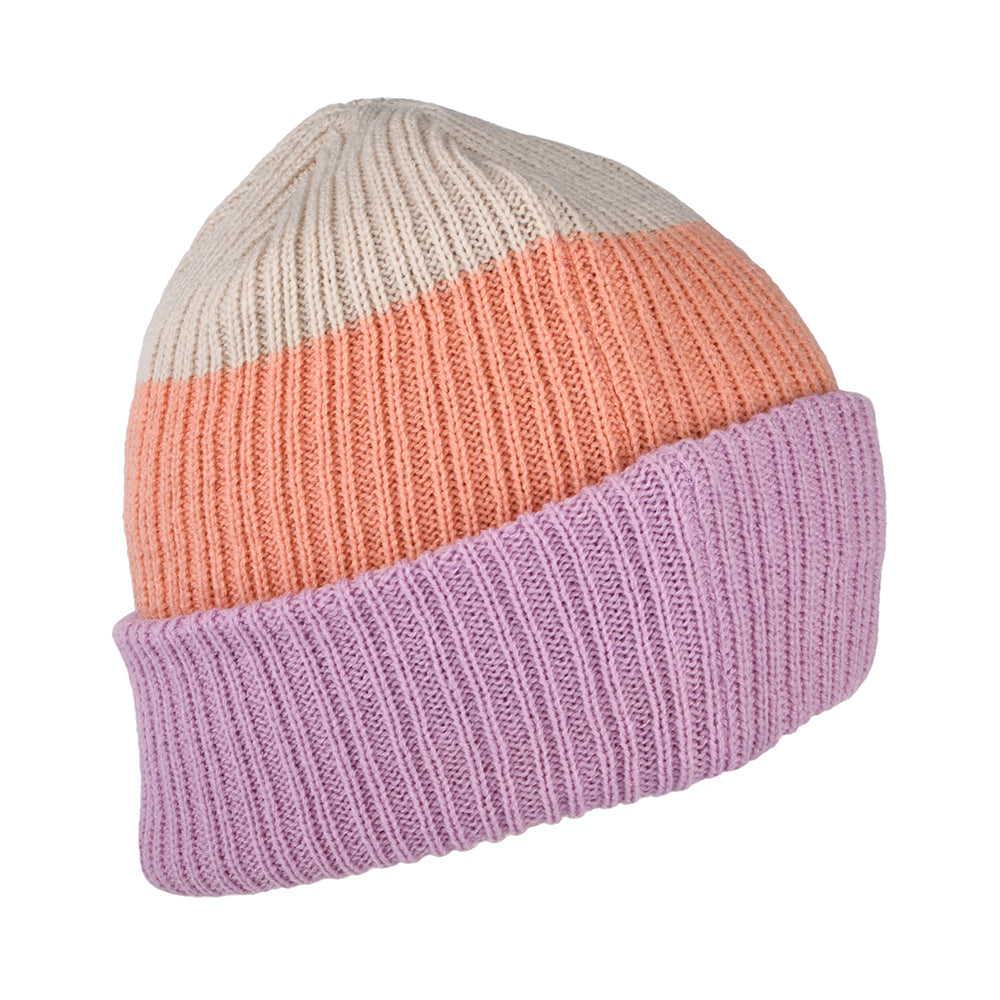 New Era Womens New York Yankees Cuffed Beanie Hat - MLB Stripe - Lavender-Peach-Stone