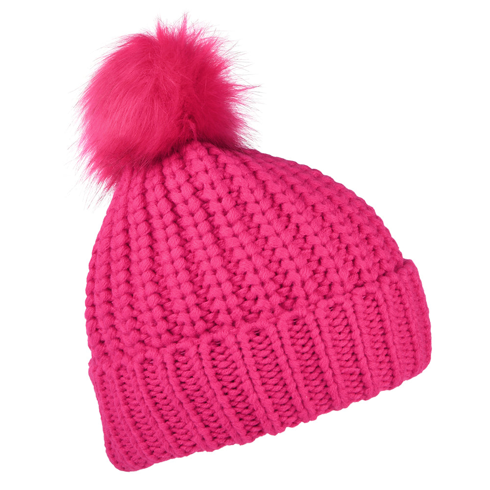 Barbour Hats Saltburn Faux Fur Pom Bobble Hat - Fuchsia