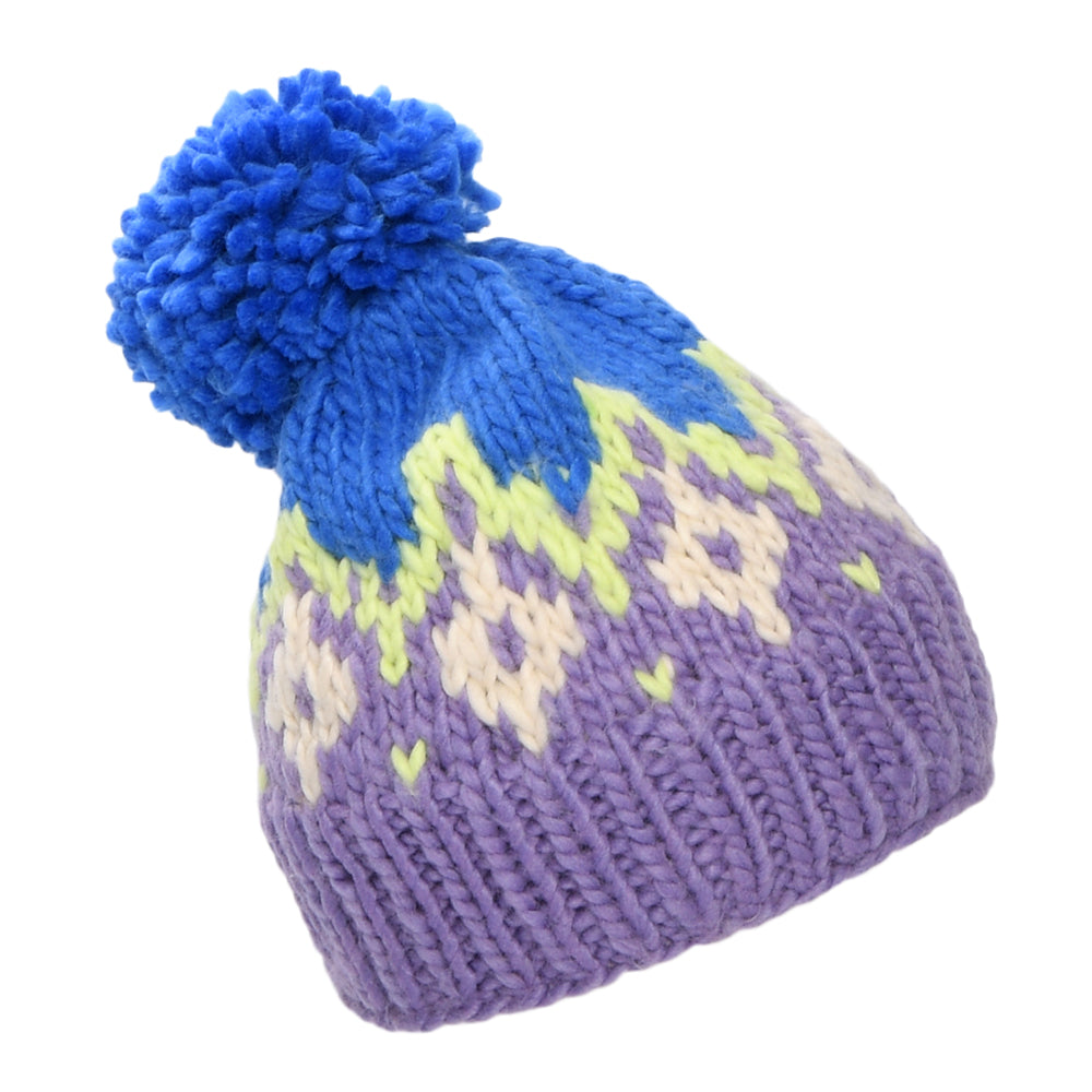 Barts Hats Curley Handknitted Bobble Hat - Violet-Blue