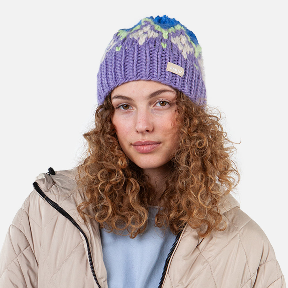 Barts Hats Curley Handknitted Bobble Hat - Violet-Blue