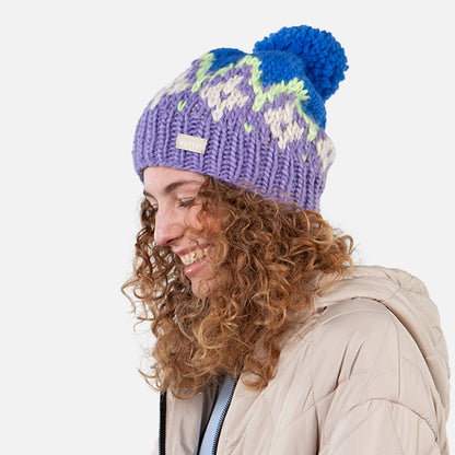 Barts Hats Curley Handknitted Bobble Hat - Violet-Blue