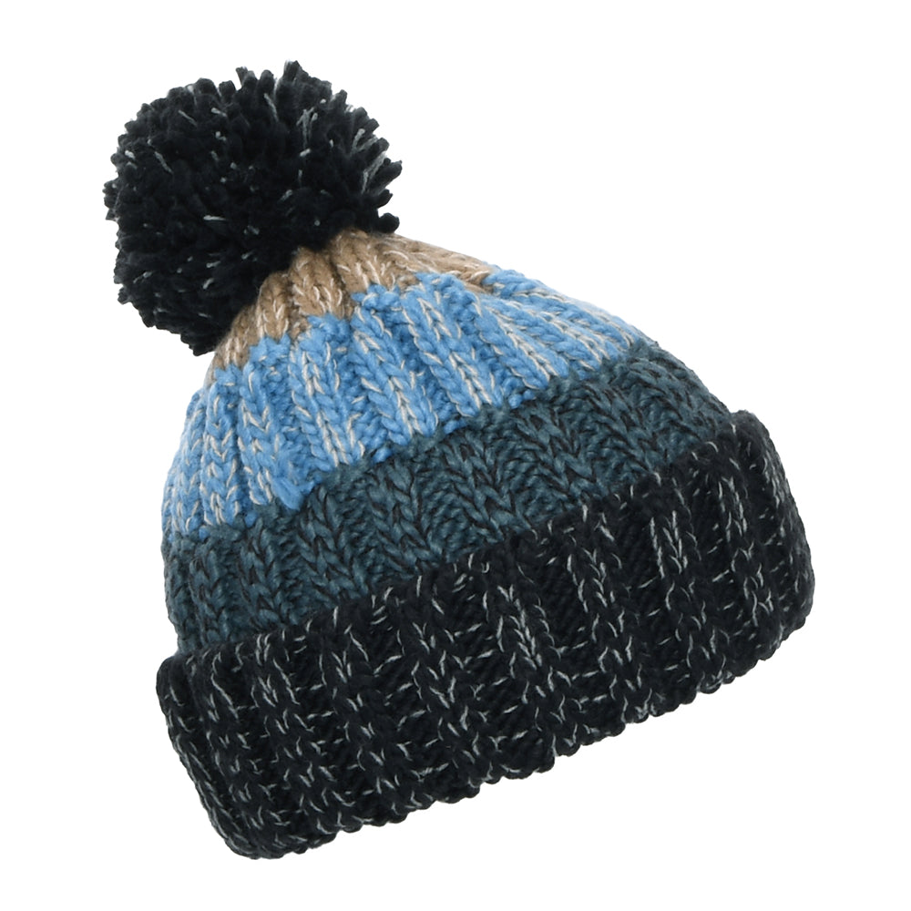 Barts Hats Wilhelm Bobble Hat - Navy-Blue-Taupe