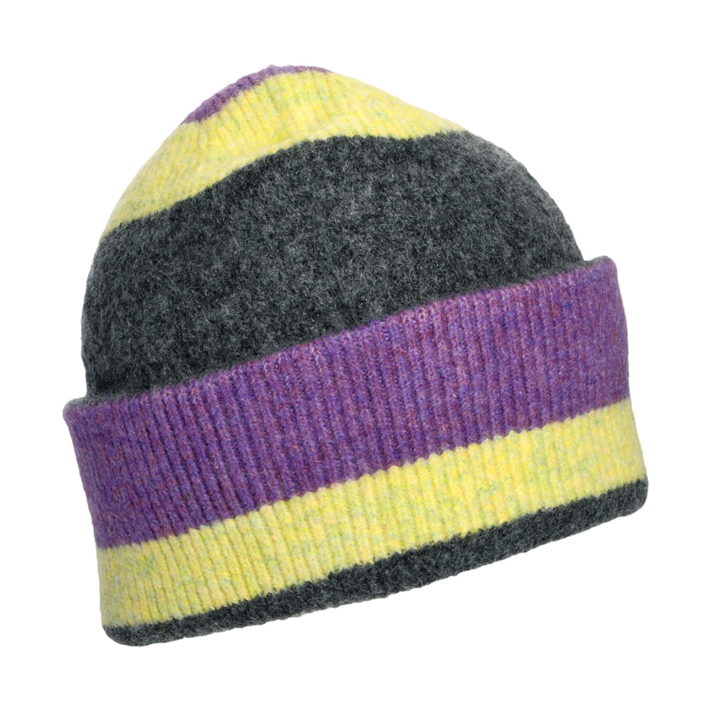 Carhartt WIP Hats Sundling Striped Beanie Hat - Purple-Yellow-Charcoal