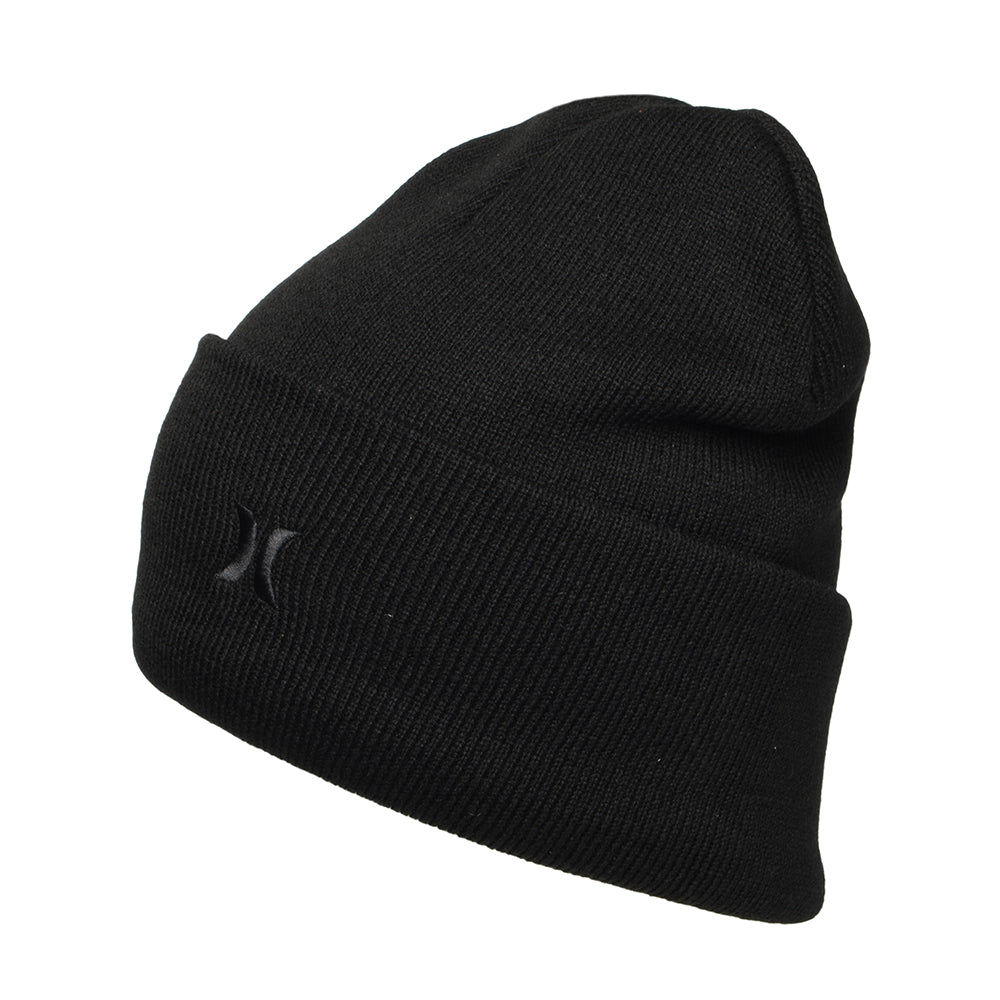 Hurley Icon Cuff 2.0 Beanie Hat - Black On Black