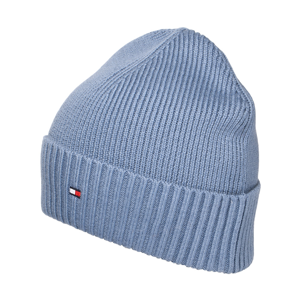 Tommy Hilfiger Hats Pima Essential Flag Cotton Cashmere Beanie Hat - Blue