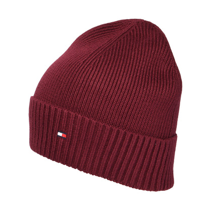 Tommy Hilfiger Hats Pima Essential Flag Cotton Cashmere Beanie Hat - Wine