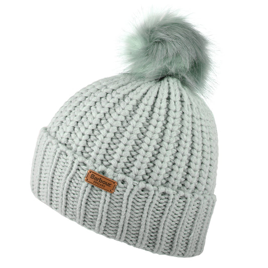 Barbour Hats Saltburn Faux Fur Pom Bobble Hat - Ice Blue