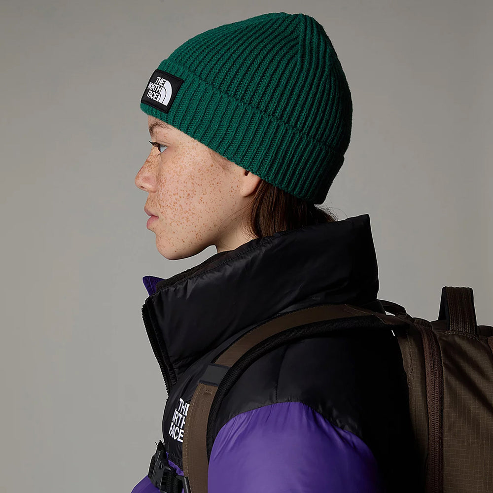 The North Face Hats TNF Logo Box Cuffed Fisherman Beanie Hat - Evergreen