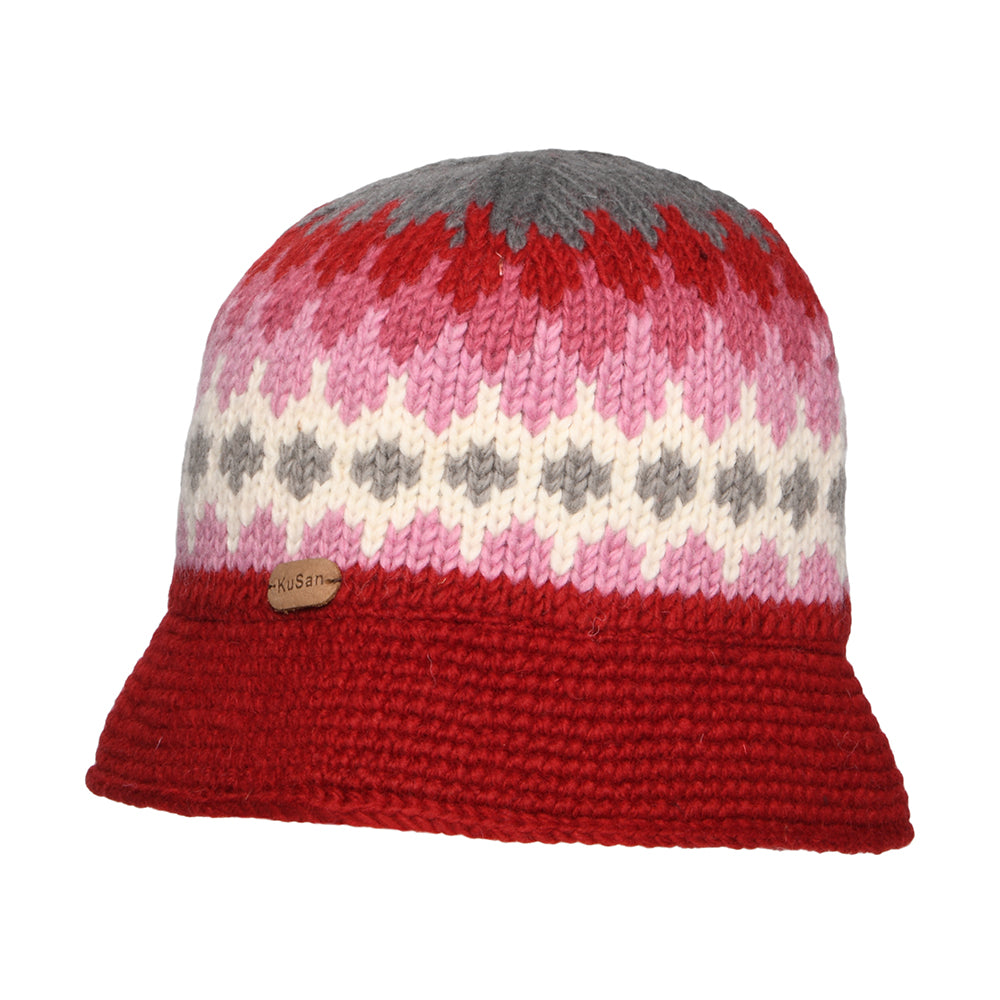 Kusan Knitted Bucket Hat - Red-Pink