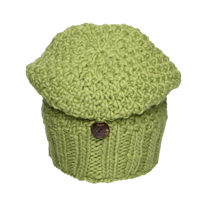 Kusan Button Down Beanie Hat - Lime