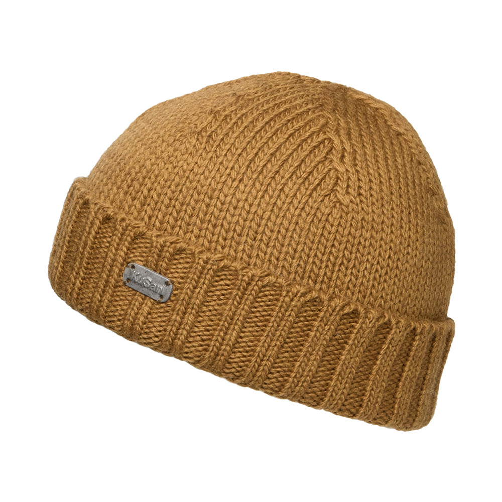 Kusan Merino Wool Fisherman Beanie Hat - Tan