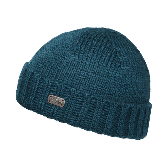 Kusan Merino Wool Fisherman Beanie Hat - Teal