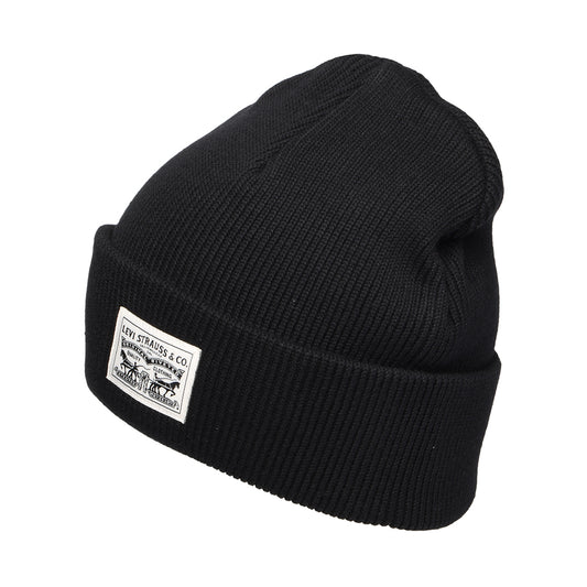 Levi's Hats Backpatch Cotton Beanie Hat - Black