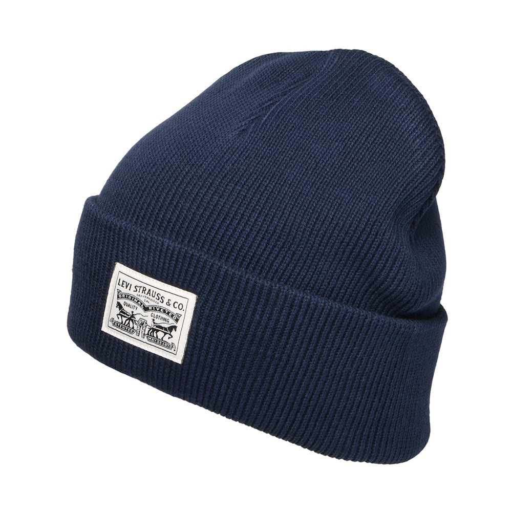 Levi's Hats Backpatch Cotton Beanie Hat - Navy Blue