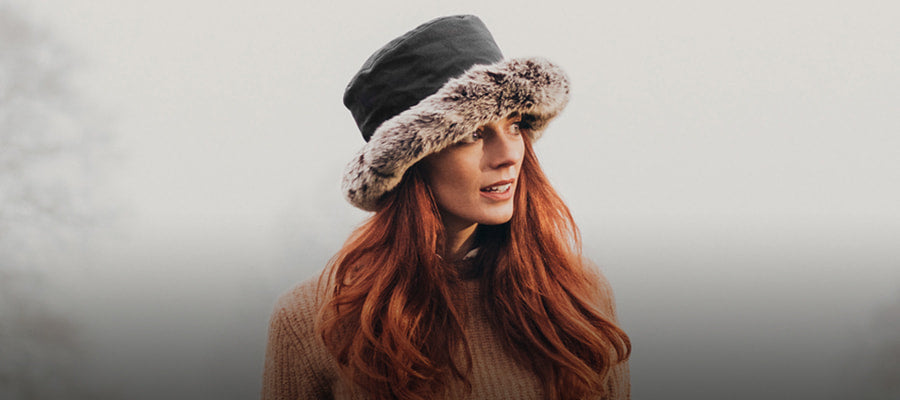 A woman wearing a winter hat