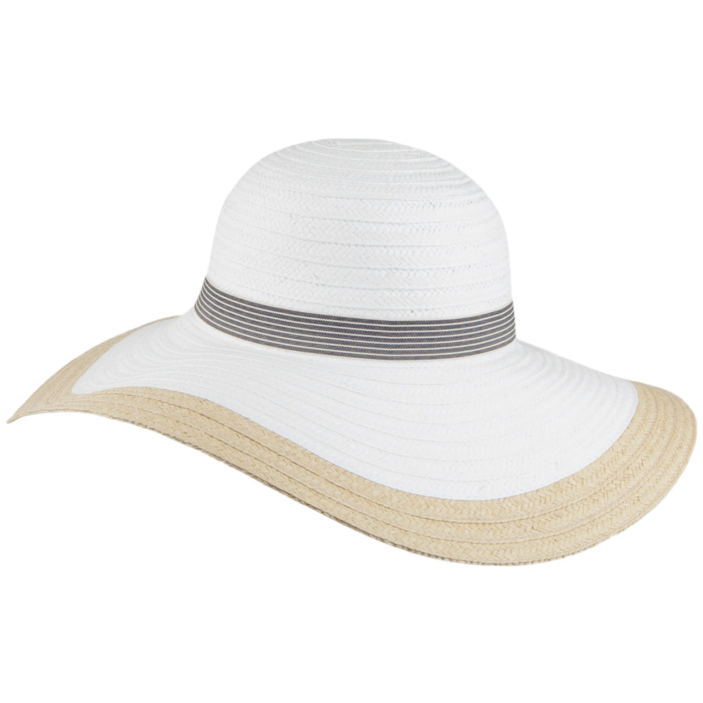 Betmar Hats Lora Wide Brim Sun Hat - White-Natural