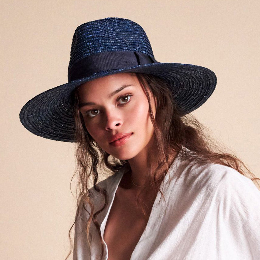 Brixton Hats Joanna Straw Sun Hat - Dark Blue