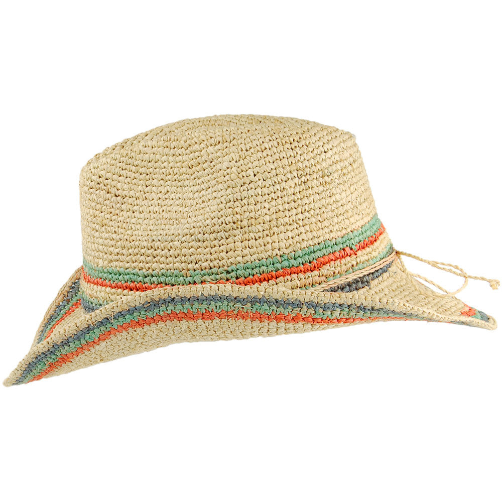 Scala Hats Trezza Crocheted Raffia Cowboy Hat - Light Natural