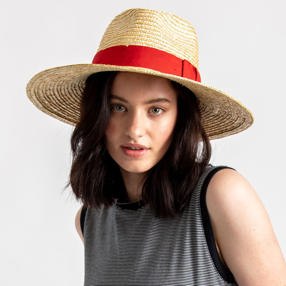 Brixton Hats Joanna Straw Sun Hat - Natural-Burnt Orange