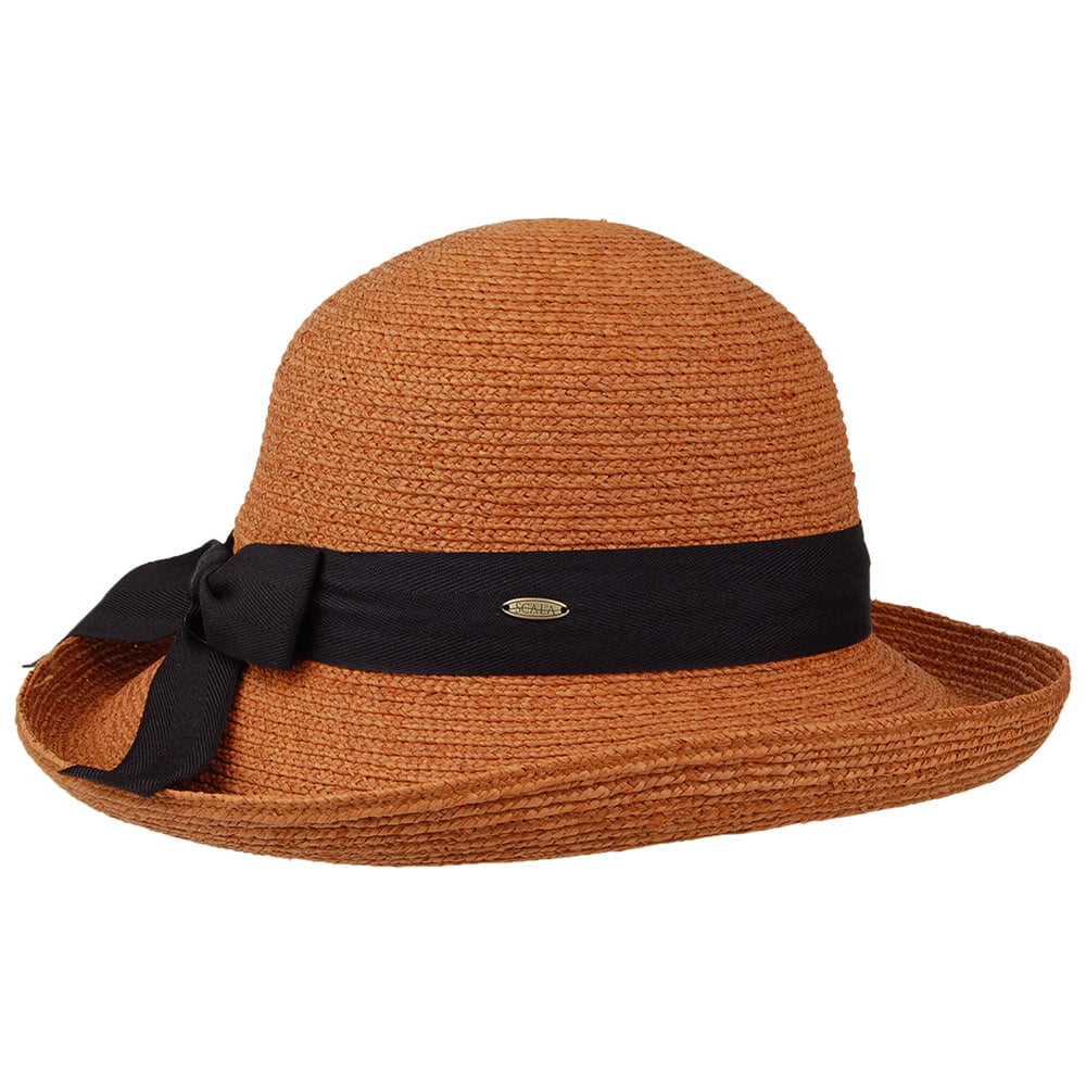 Scala Ravello Fine Braid Raffia Sun Hat - Tea