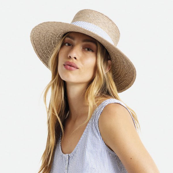 Brixton Hats Aries Straw Sun Hat - Ivory-Blue