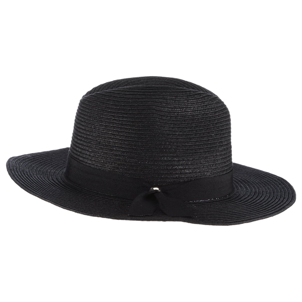 Scala Hats Beatty Paper Braid Safari Fedora Hat - Black