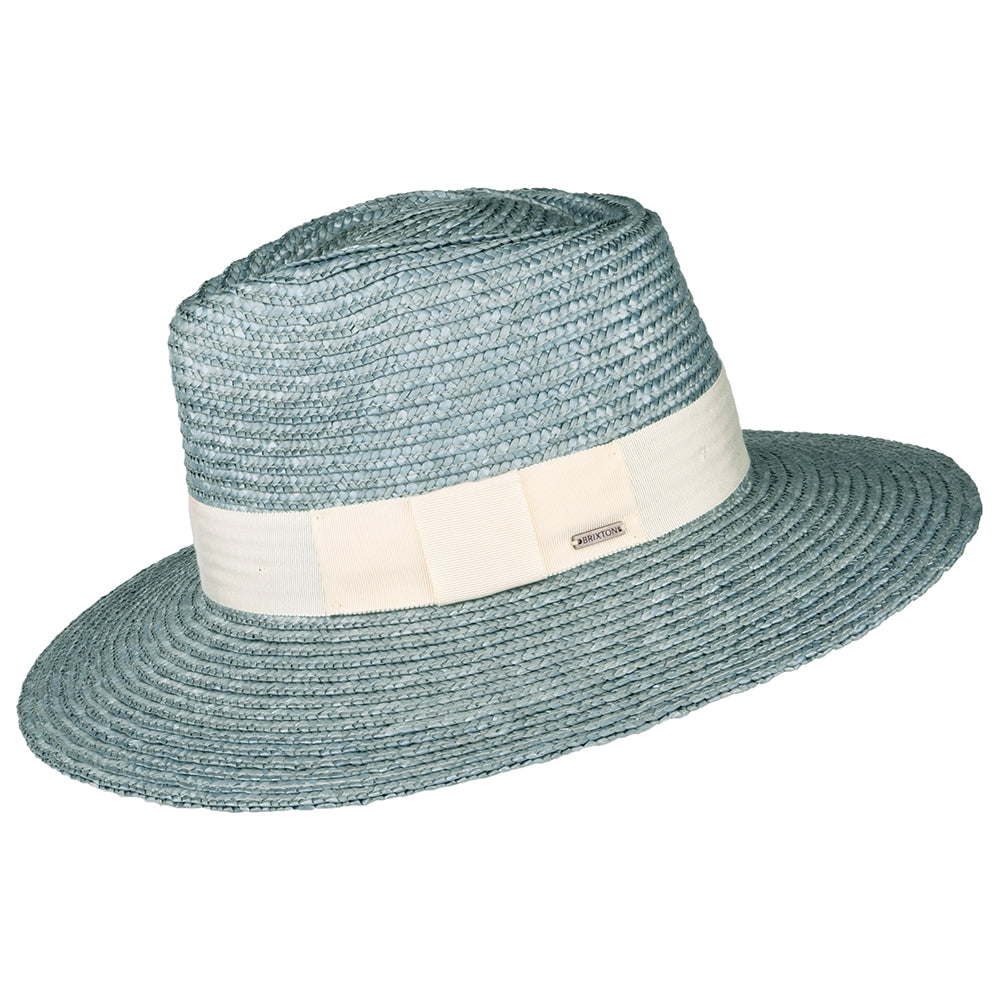 Brixton Hats Joanna Short Brim Straw Sun Hat - Ice Blue