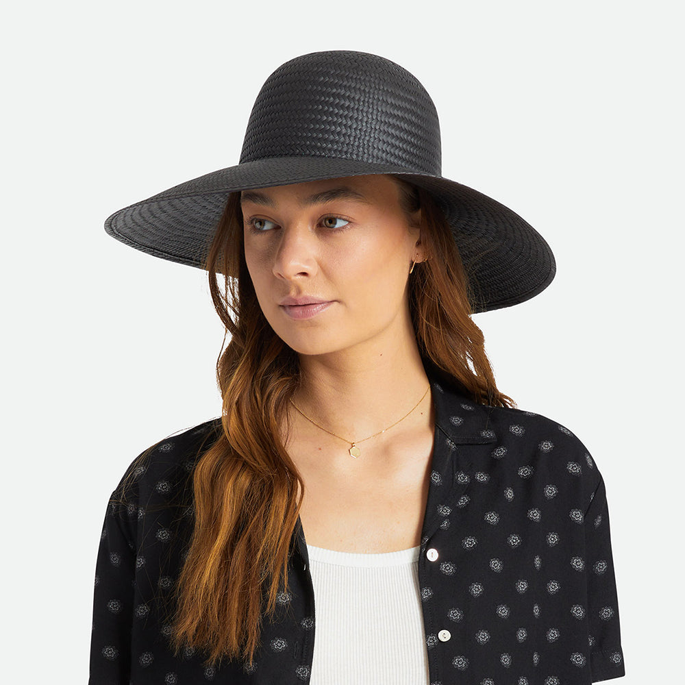 Brixton Hats Janae Wide Brim Straw Sun Hat - Black