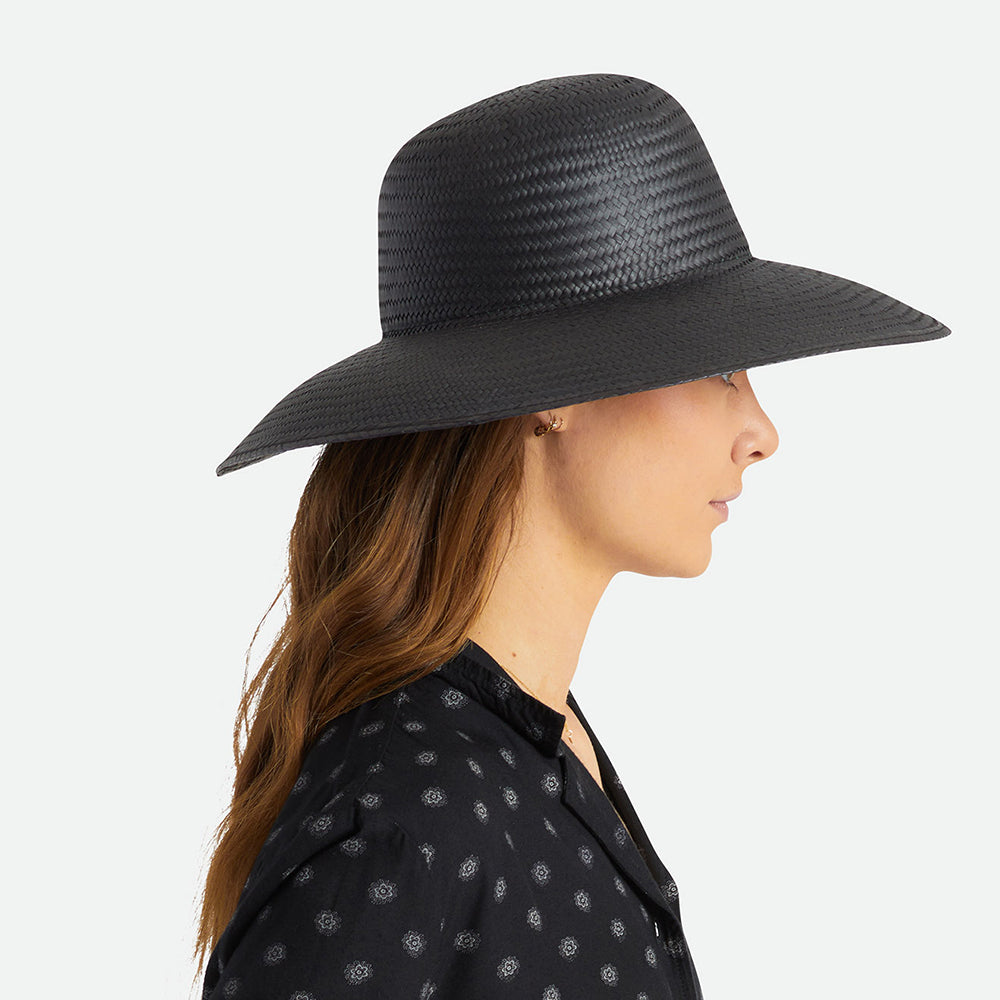 Brixton Hats Janae Wide Brim Straw Sun Hat - Black