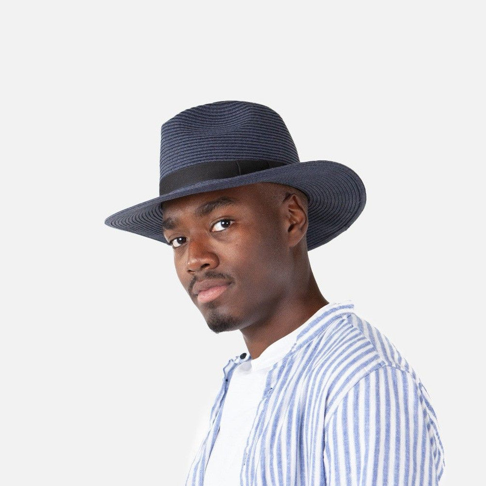 Barts Hats Aveloz Toyo Straw Fedora Hat - Navy Blue