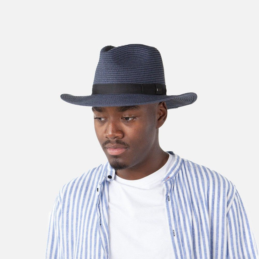 Barts Hats Aveloz Toyo Straw Fedora Hat - Navy Blue