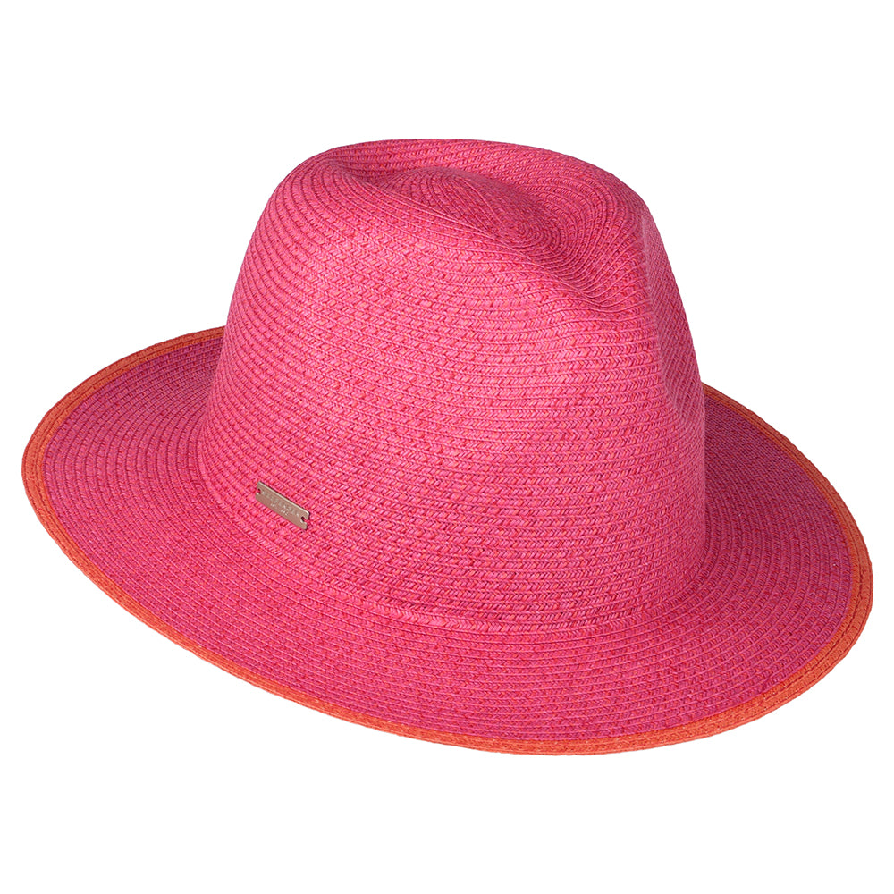 Seeberger Hats Toyo Straw Fedora Hat - Pink-Orange