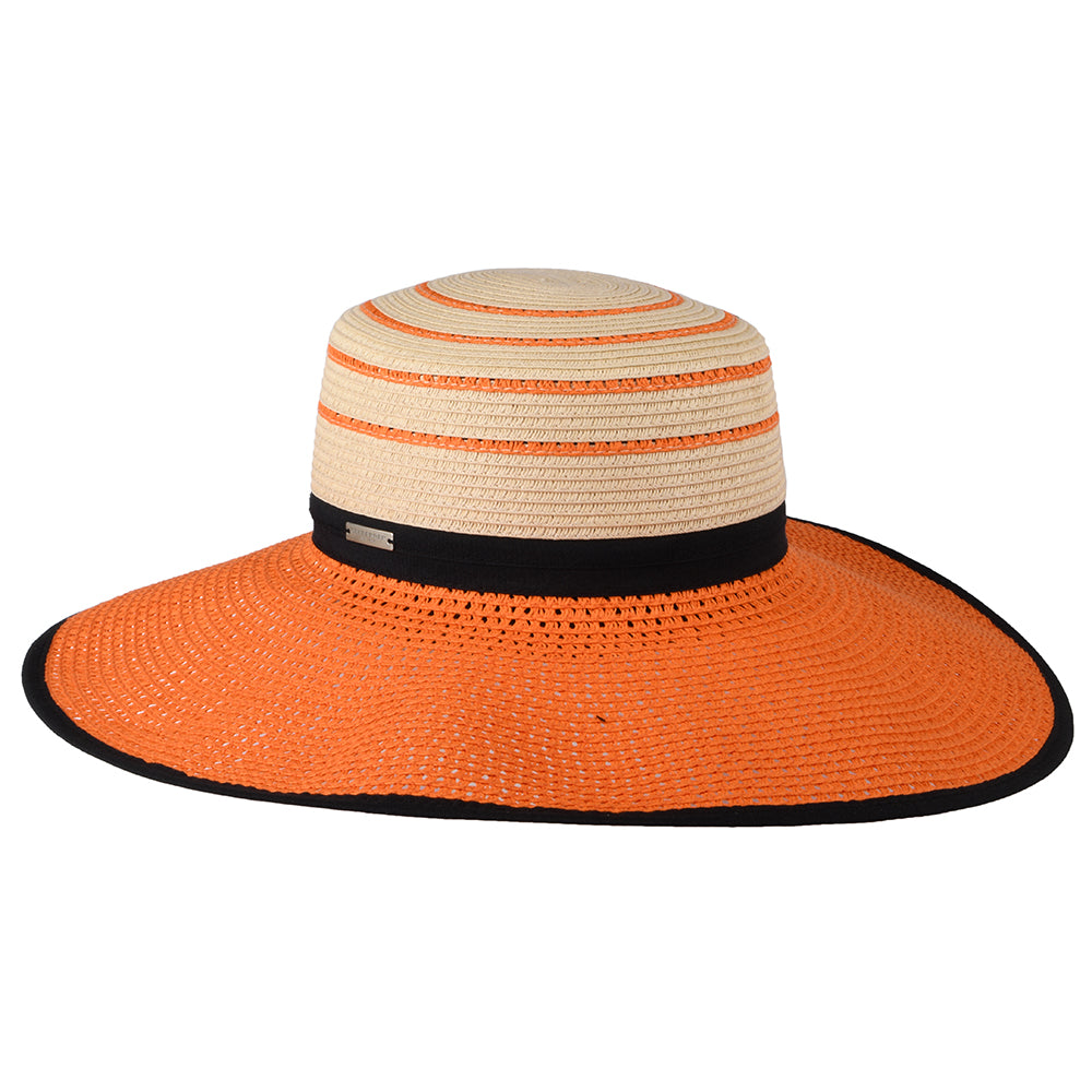 Seeberger Hats Toyo Straw Boater Hat - Natural-Orange